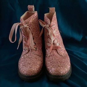 Pink glitter combat boots
